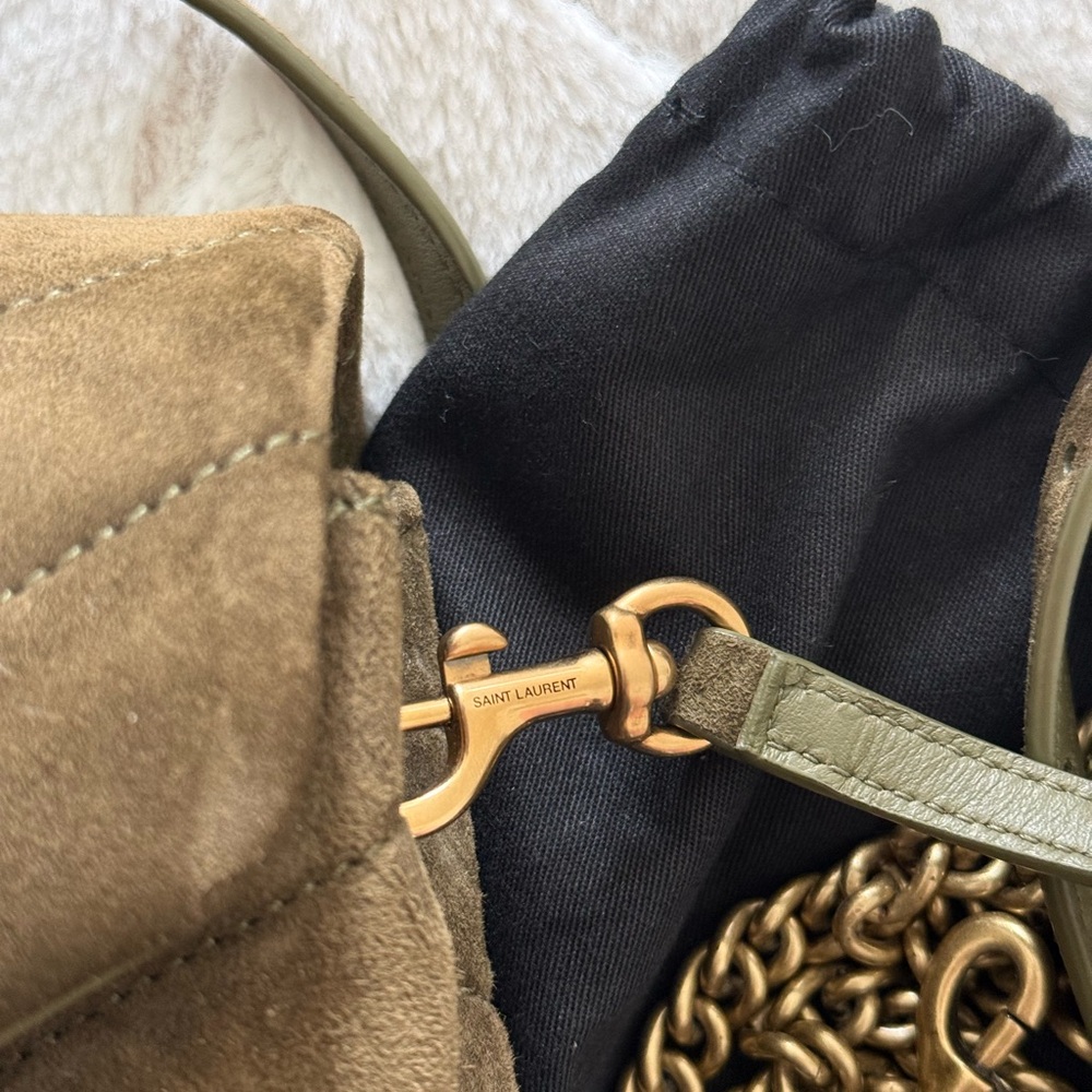 Saint Laurent Toy LouLou Khaki Suede Crossbody Bag - Picture 3 of 10